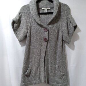 American Rag Soft Wool Blend Short Sleeve Collared Cardigan Sweater Size M EUC